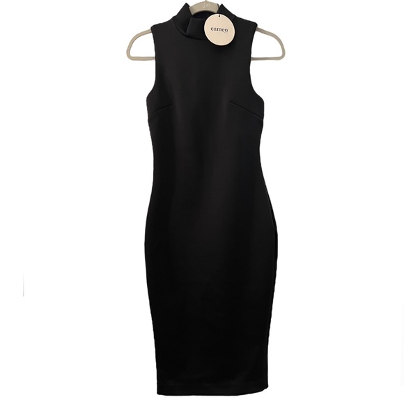 New Cameo Black Midi Dress with High Collar - Picture 6 of 13
